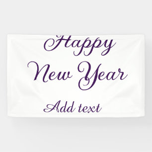 Lona Feliz año nuevo caligrafía morada simple minimalis