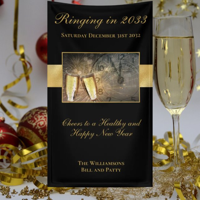 Lona Feliz Año Nuevo celebra el oro negro (Subido por el creador)