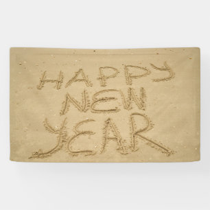 Lona Feliz Año Nuevo en arena