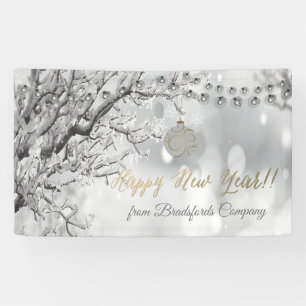 Lona Feliz Año Nuevo, Invierno Mágico, Baile de Navidad