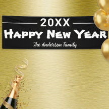 Feliz Año Nuevo Moderno Festejo Negro