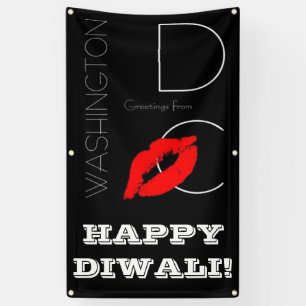 Lona Feliz beso de pintalabios rojos Diwali Washington