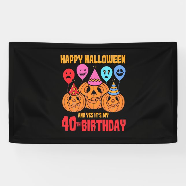 Lona Feliz cumpleaños 40 de Halloween (Horizontal)