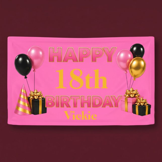 Lona Feliz Cumpleaños a Cualquier Edad Rosa (Subido por el creador)