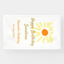 Lona Feliz cumpleaños amarillo naranja sol boho