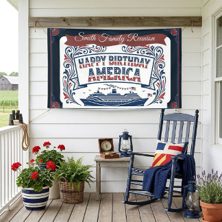 Lona Feliz Cumpleaños América Banner para Crucero de Re