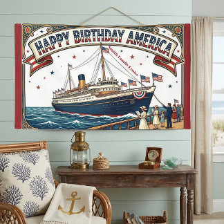 Lona Feliz Cumpleaños América Crucero Familiar Patrióti