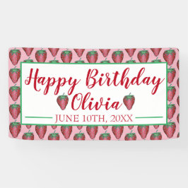 Lona Feliz cumpleaños Berries de fresa rosadas y dulces