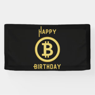 Lona Feliz Cumpleaños Bitcoin Gold 1.6x3 Vinilo
