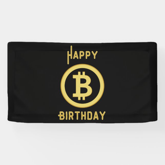 Lona Feliz cumpleaños Bitcoin Gold 1.6x3 Vinyl (Horizontal)