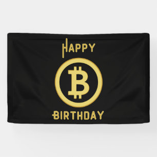 Lona Feliz Cumpleaños Bitcoin Gold 2.5x4 Vinilo