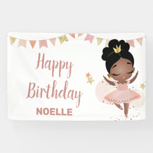 Lona ¡Feliz cumpleaños! Black Princess Ballerina 