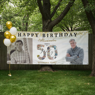 Lona Feliz Cumpleaños Brindis Por 50 Años Foto Entonces