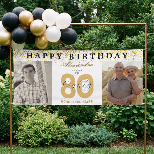 Lona Feliz Cumpleaños Brindis Por 80 Años Foto Entonces