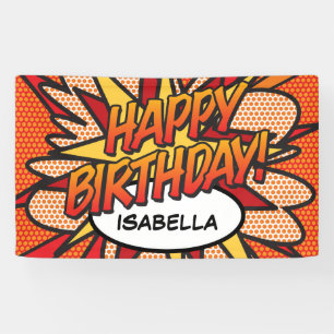 Lona FELIZ CUMPLEAÑOS Comic Book Pop Art