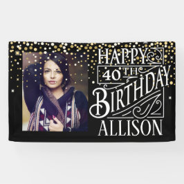 Lona Feliz cumpleaños con confetti dorado