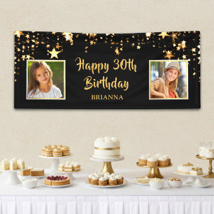 Lona Feliz cumpleaños CUALQUIER EDAD Estrellas azules p