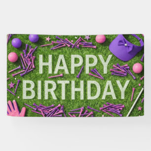 Lona Feliz cumpleaños de golf en verde 