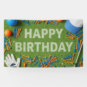 Lona Feliz cumpleaños de golf en verde 