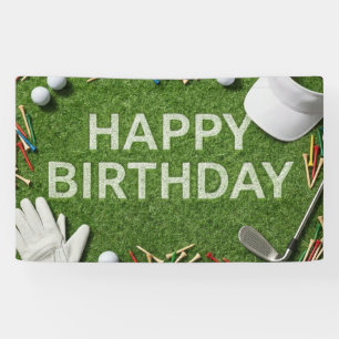 Lona Feliz cumpleaños de golf en verde