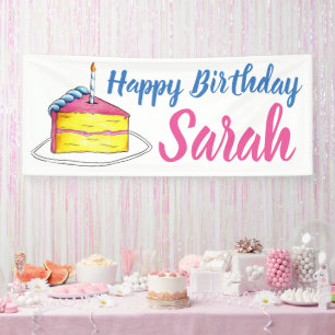 Lona Feliz cumpleaños Día de Fiesta de Velas de Pastel