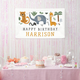 Lona Feliz cumpleaños dos animales salvajes de Safari n