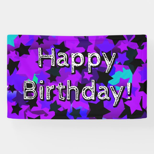 Lona ¡Feliz cumpleaños! Estrellas de punk (Horizontal)