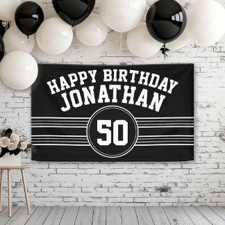 Lona Feliz cumpleaños estribos deportivos Edad Blanco n