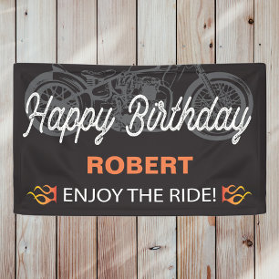 Lona Feliz cumpleaños, imagen de motocicleta para cicli