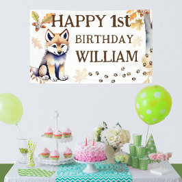 Lona Feliz cumpleaños lobo salvaje un fiesta