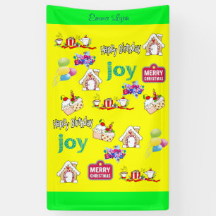 Lona Feliz cumpleaños navideño feliz