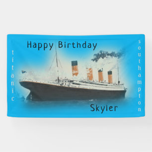 Lona Feliz cumpleaños nombre de barco Titanic Océano Az