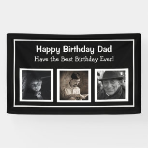 Lona Feliz cumpleaños, papá, banner de cumpleaños negro