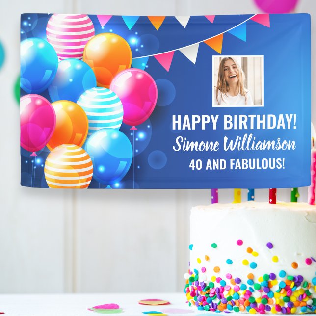 Lona Feliz cumpleaños Personalizado de globos coloridos (Subido por el creador)