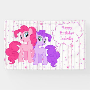 Lona Feliz cumpleaños personalizado del potro púrpura