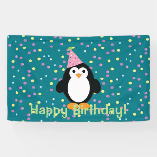 Lona Feliz cumpleaños, Personalizado  Fiesta Penguin