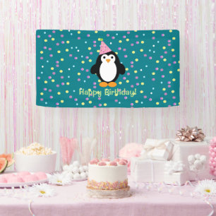 Lona Feliz cumpleaños, Personalizado  Fiesta Penguin