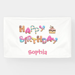 Lona Feliz Cumpleaños personalizado trata a un colorido