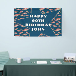 Lona Feliz Cumpleaños Pescador de Agua Salada Lubina Ro