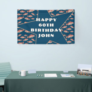 Lona Feliz Cumpleaños Pescador de Agua Salada Lubina Ro