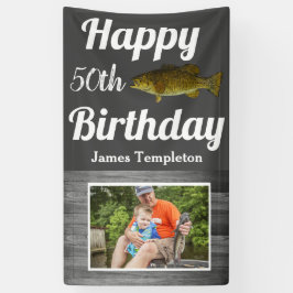 Lona Feliz cumpleaños Pescador Foto nombre padre hombre