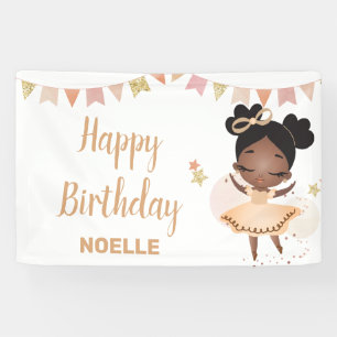 Lona ¡Feliz cumpleaños! Princesa Negra Ballerina con Bo