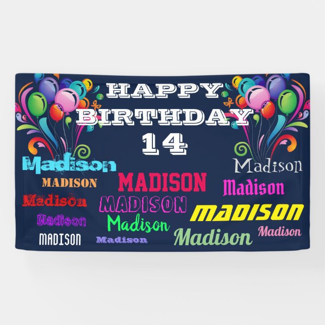 Lona Feliz Cumpleaños Repetir El Nombre De La Unidad Po (Horizontal)