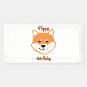 Lona Feliz Cumpleaños Shiba Inu Estandarte Original de 