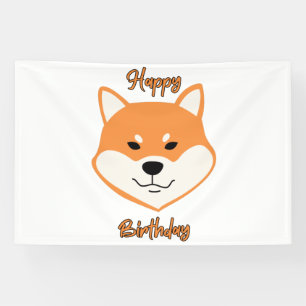 Lona Feliz Cumpleaños Shiba Inu Original Estandarte de 