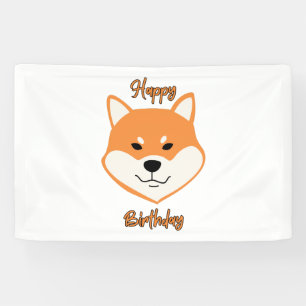Lona Feliz Cumpleaños Shiba Inu Original Vinilo 2.5x4