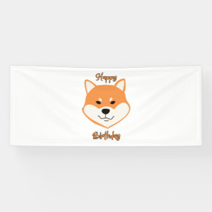 Lona Feliz Cumpleaños Shiba Inu Original Vinilo 2.5x6
