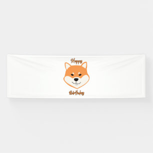 Lona Feliz Cumpleaños Shiba Inu Original Vinilo 2.5x8