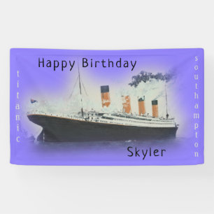Lona Feliz cumpleaños Titanic Ship Name Purple Twiligh