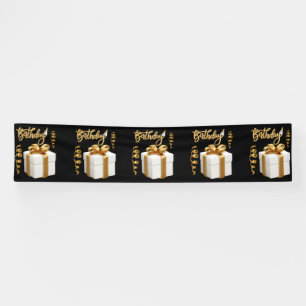 Lona Feliz Cumpleaños White Gold 2.5x12 Estandarte de V